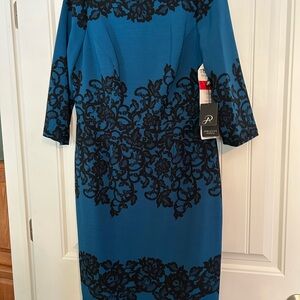 Adrianna Papell teal and black dress